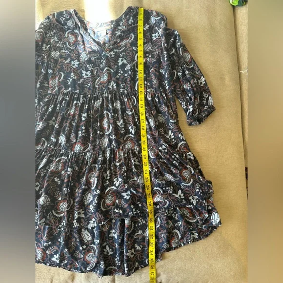 A Pea in the Pod Maternity Navy Floral Tiered Babydoll Mini Dress Medium - Picture 8 of 8